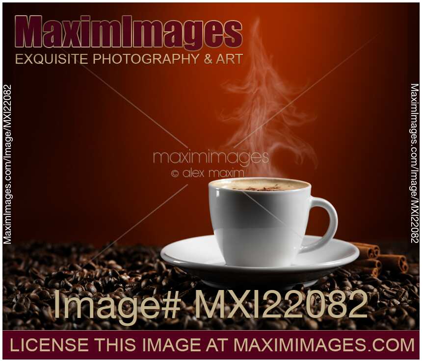 Stock photo Christmas Tree Steam Coming from a Cup of Coffe