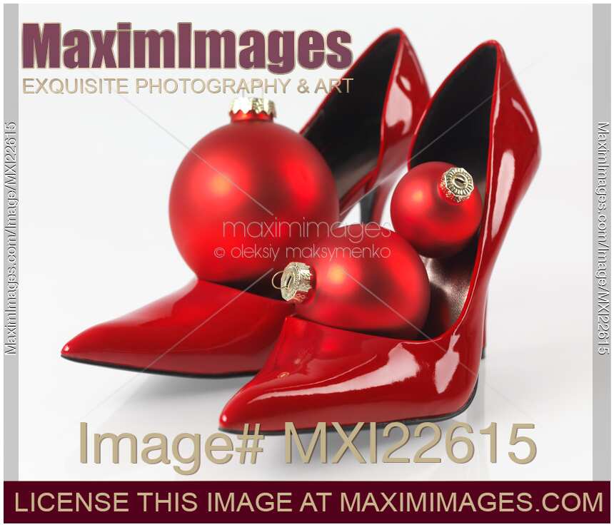 Stock photo Christmas Ornament in Red High Heels Shoes