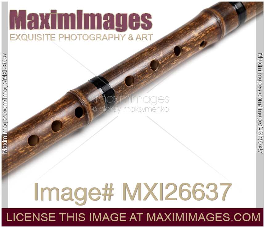 Stock photo Xiao Chinese bamboo flute holes MaximImages