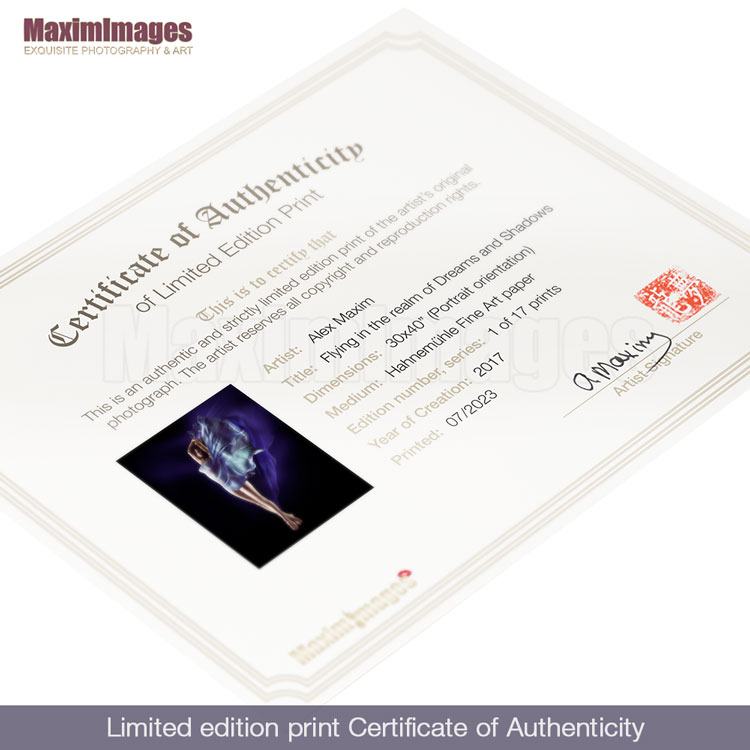 Limited edition print. Certificate of Authenticity sample. MaximImages.com