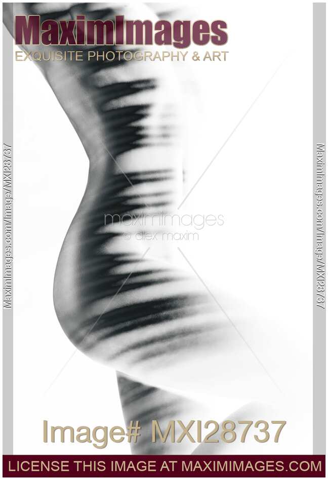 Abstract black and white nude woman body with on white background