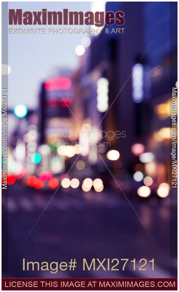 Abstract out-of-focus nighttime Tokyo city scenery