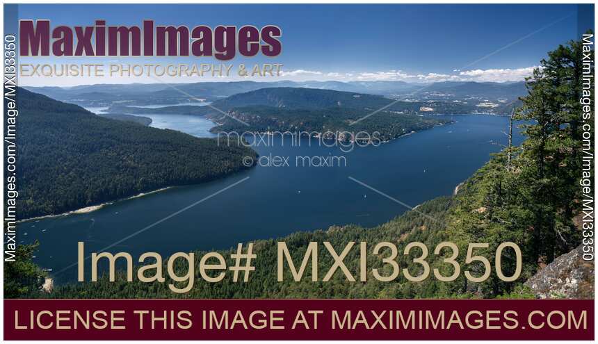 Aerial panorama of Vancouver Island from Salt Spring island