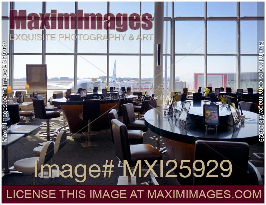 Airport restaurant tables with iPads