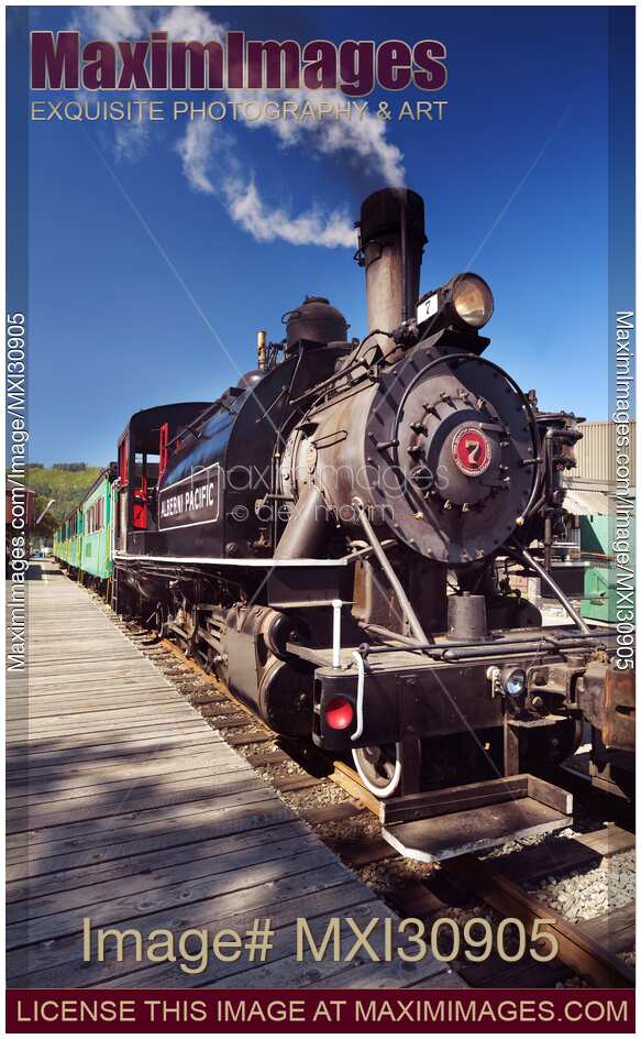 Alberni Pacific Railway historic train steam locomotive at Port Alberni BC Canada