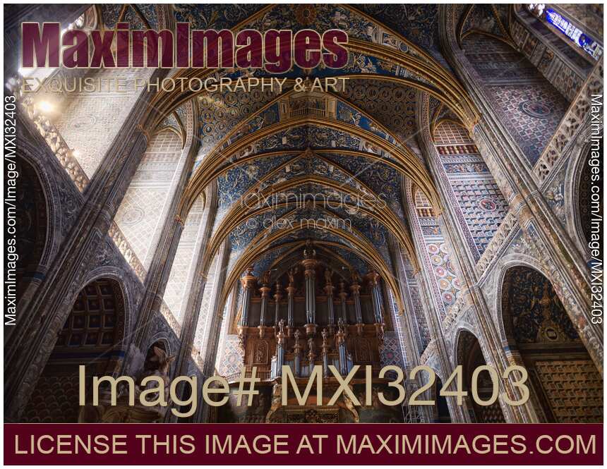 Albi Gothic Cathedral nave of the ceiling interior detail Southern France