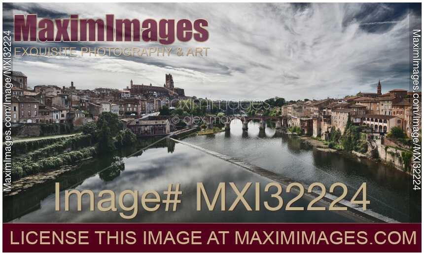 Albi town on river Tarn in Southern France panoramic landscape scenery