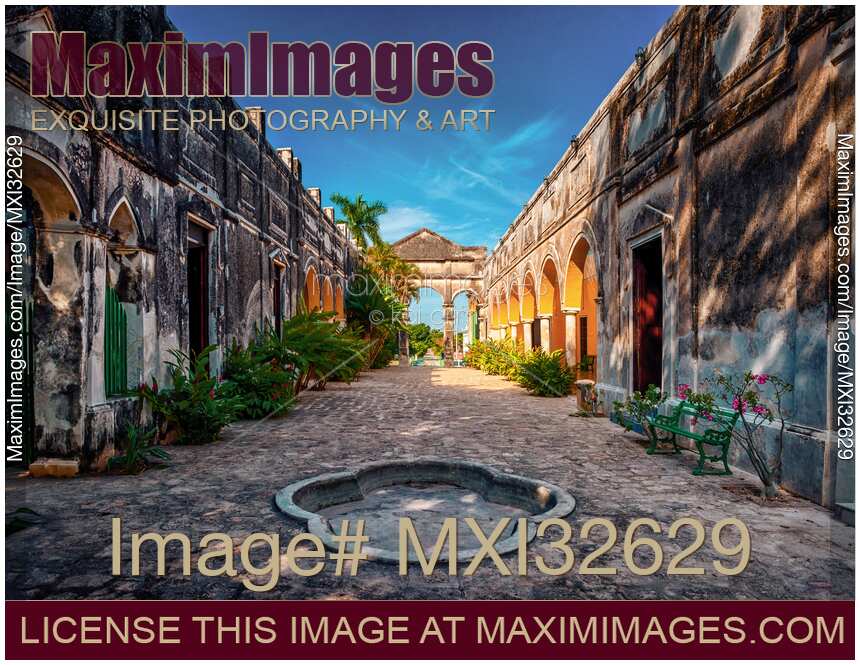 Ancient Hacienda Yaxcopoil historic architecture in Mexico