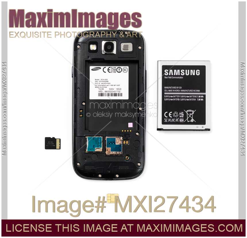 Android phone without rear cover and battery removed