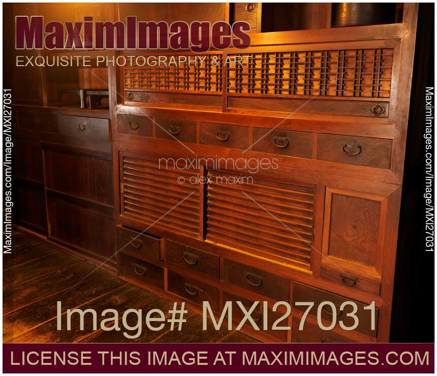 Antique furniture at historic Japanese house