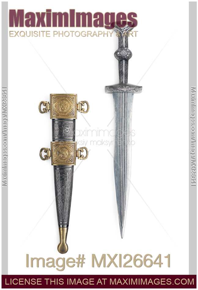 Antique Roman dagger with scabbard
