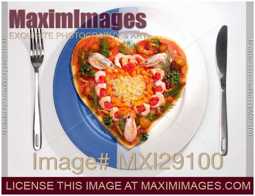 Appetizing Heart-shaped Pizza