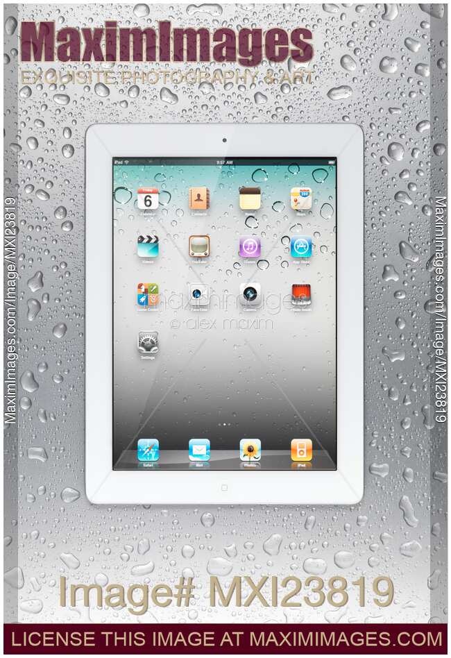 Apple iPad 2 Tablet Computer on Metal Background