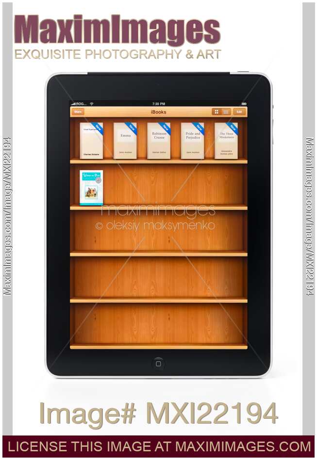 Apple iPad 3G Tablet Displaying Book Shelves