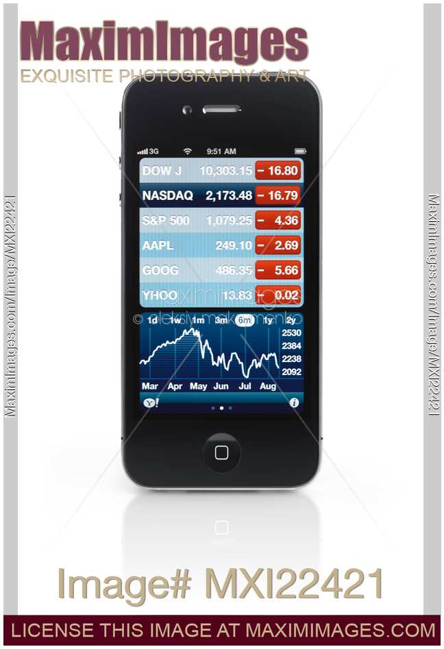 Apple iPhone 4 Smartphone with Stock Market Charts