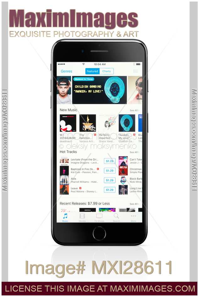 Apple iPhone 7 with iTunes on display