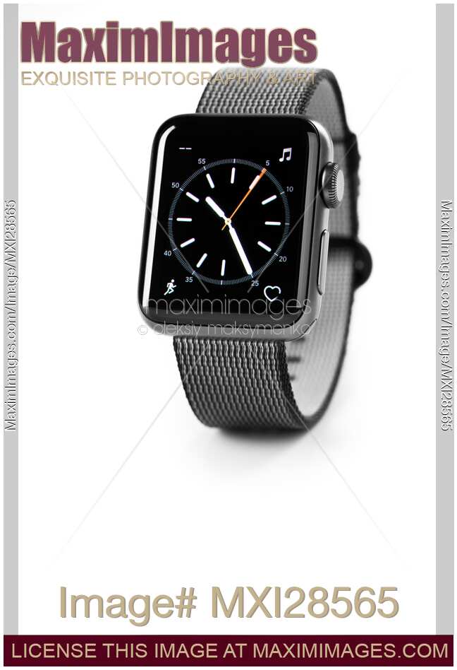 Apple Watch with clock dial isolated on white background
