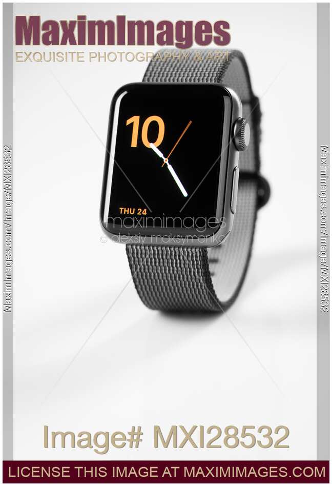 Stock photo Apple Watch with clock dial on white background MaximImages