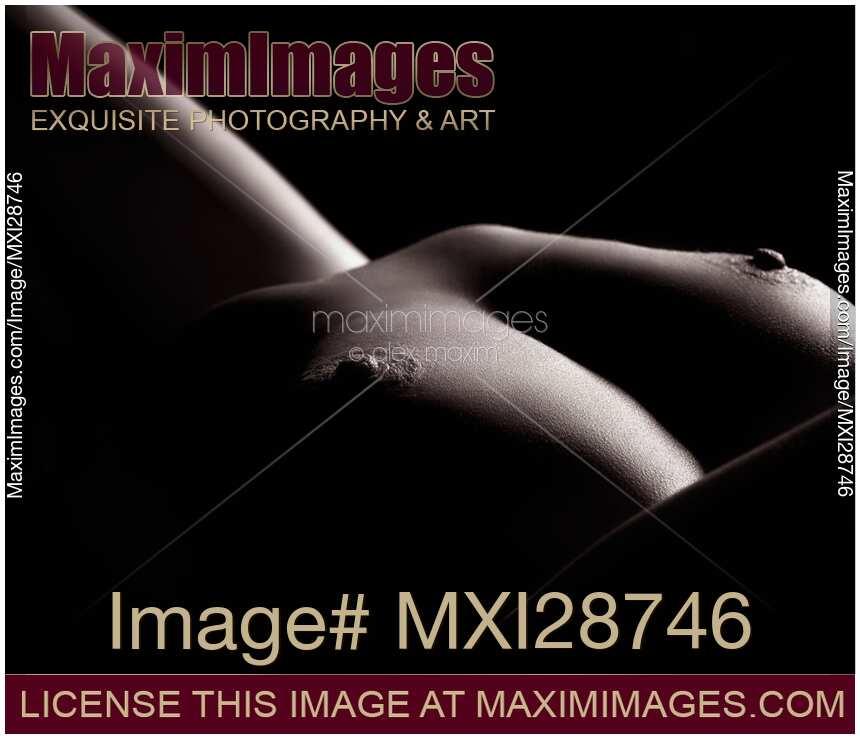 Artistic bodyscape of nude woman breast Black and white