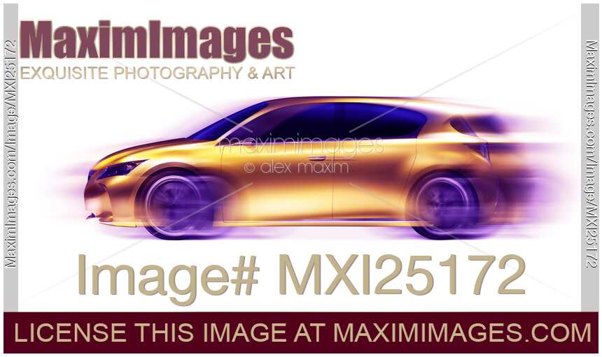 Artistic dynamic image of moving blurred car