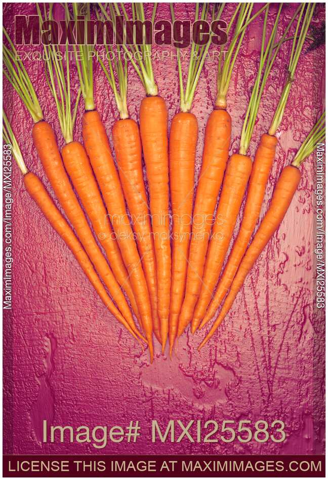 Artistic food still life of orange carrots