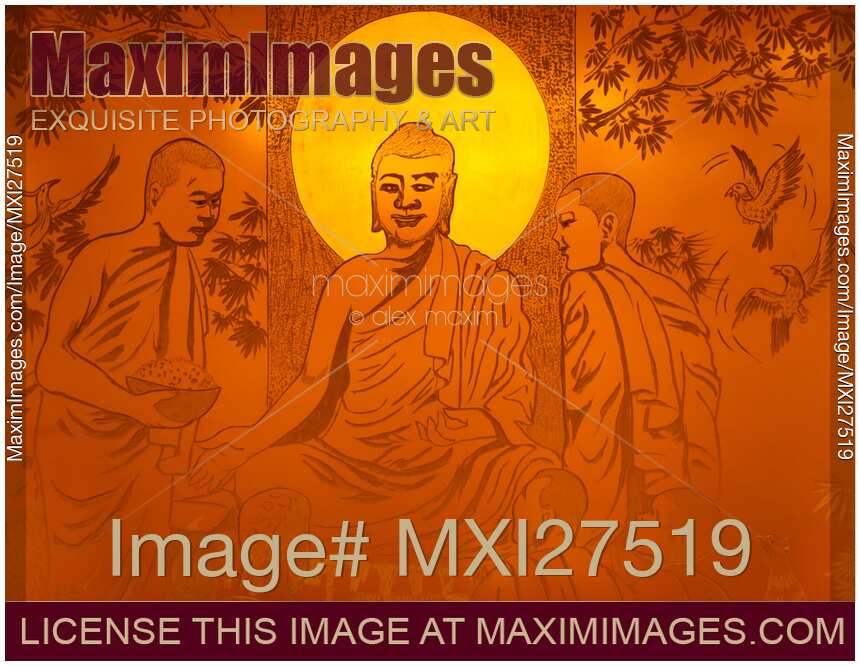 Artwork of Buddha with halo