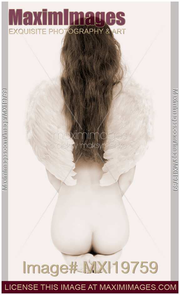 Back of nude woman with angle wings