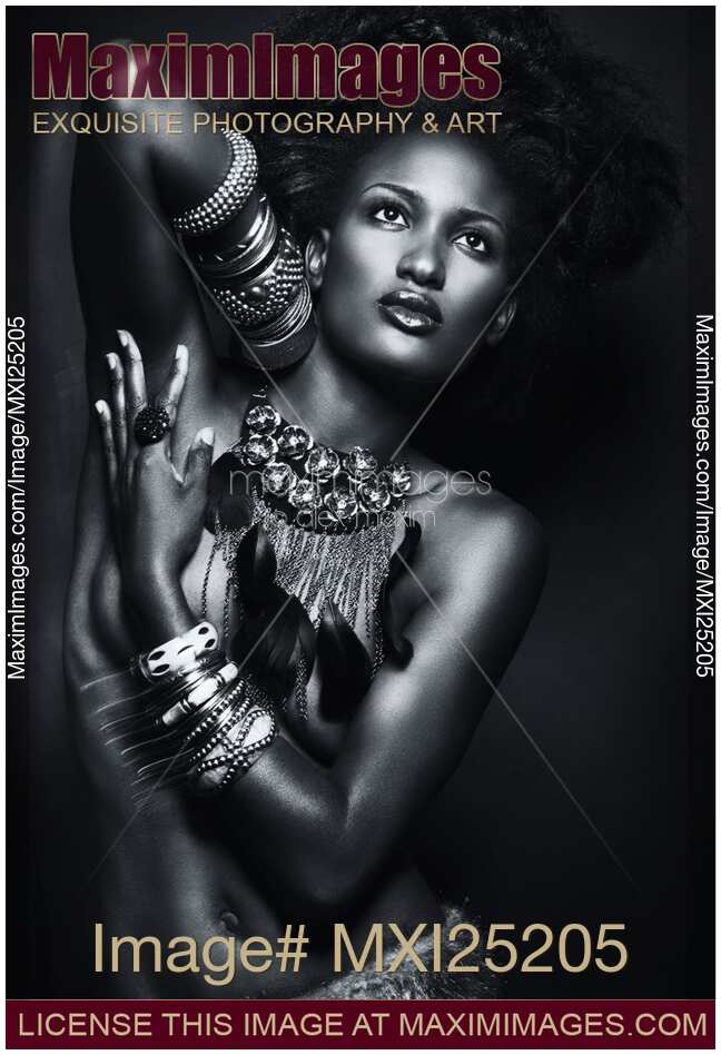 Beautiful African American Woman Wearing Jewelry