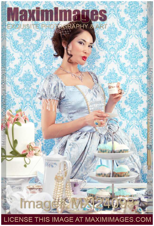 Beautiful asian lady drinking tea