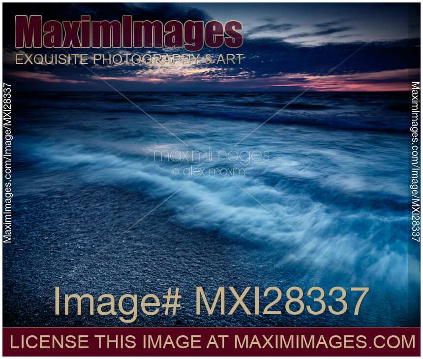 Beautiful dramatic dusk nature scenery of lake Huron Grand Bend