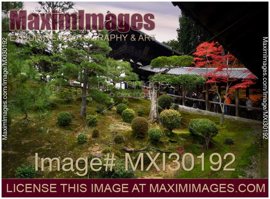 Beautiful Japanese gardens at Tofuku-ji Buddhist temple in autumn Kyoto