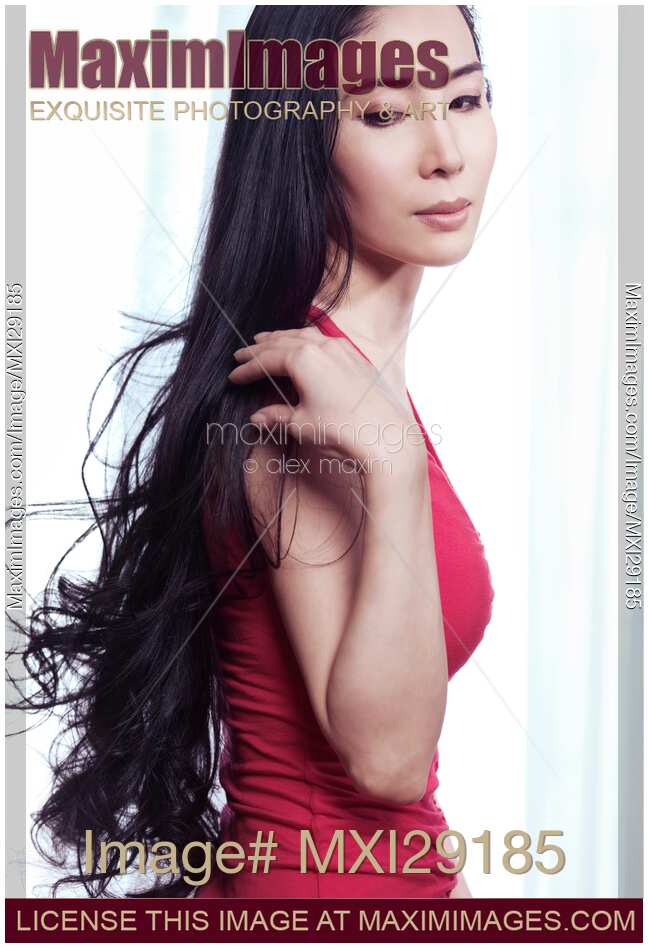 Beautiful Japanese woman with long hair Beauty portrait