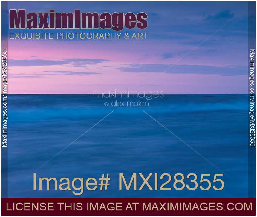 Beautiful light blue sunset nature scenery of lake Huron Ontario