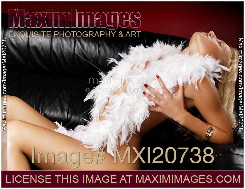 Beautiful Naked Woman with Feather Boa