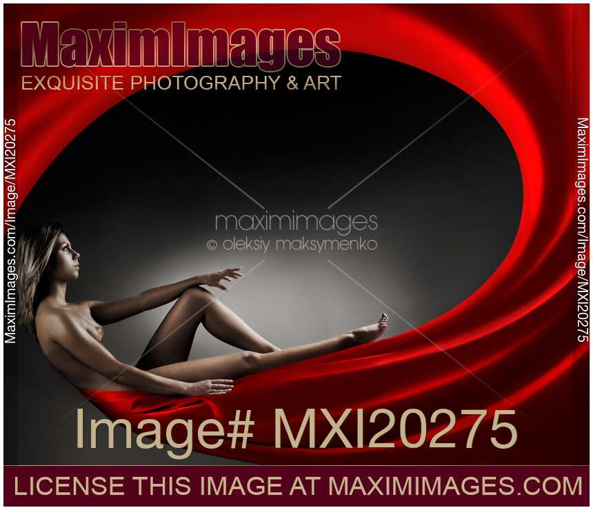 Beautiful Nude Woman in Red Whirl