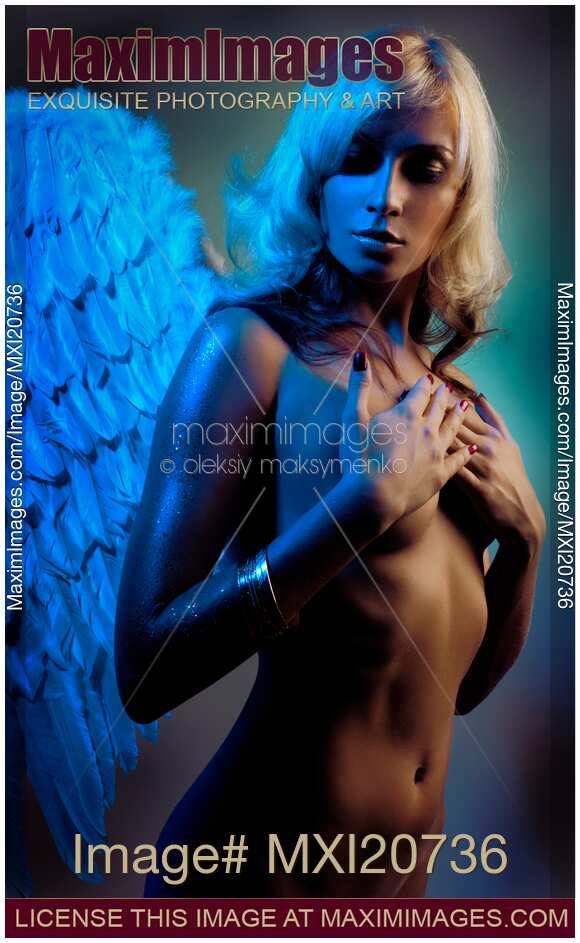 Beautiful nude woman with angel wings