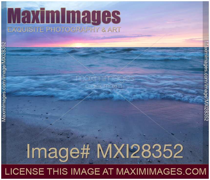 Beautiful sunset nature scenery of lake Huron