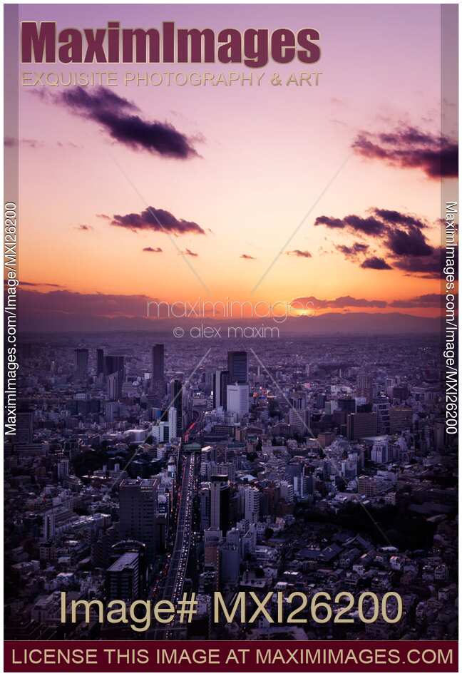 Beautiful sunset scenery of Shibuya Tokyo Japan