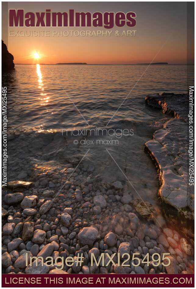 Beautiful sunset scenery on a shore of Georgian Bay