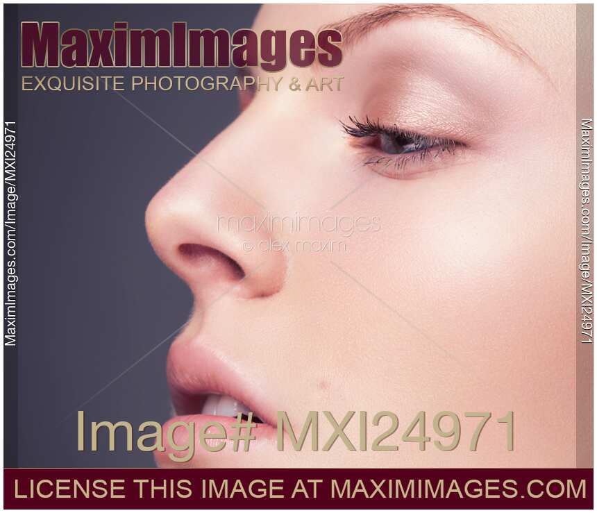 Beautiful woman face profile with clean fresh skin