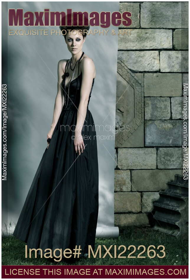 Beautiful Woman in Black Dress