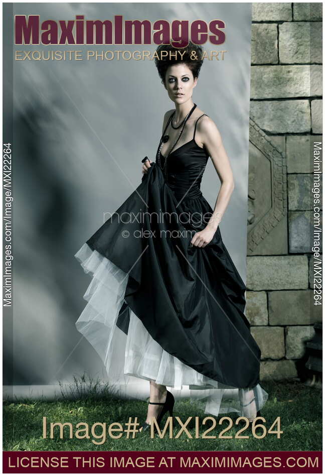 Beautiful Woman in Black Dress