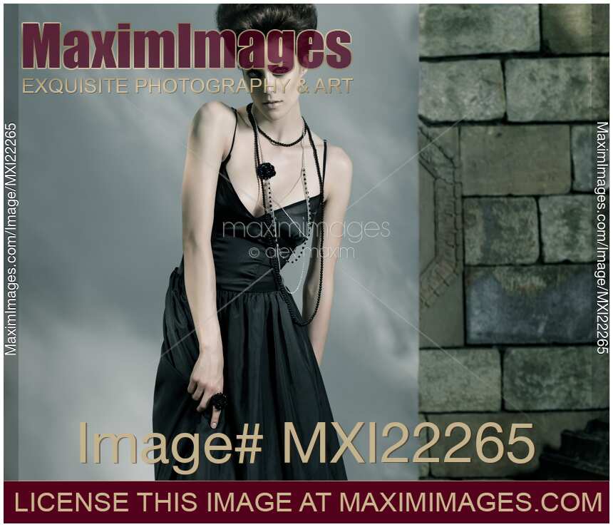 Beautiful Woman in Black Dress