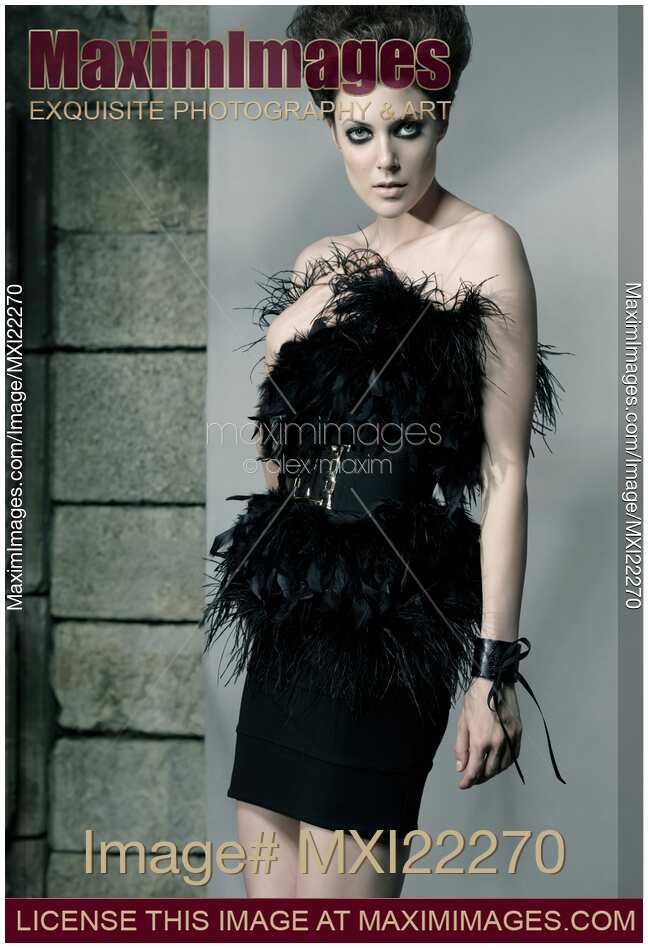 Beautiful Woman in Elegant Black Dress