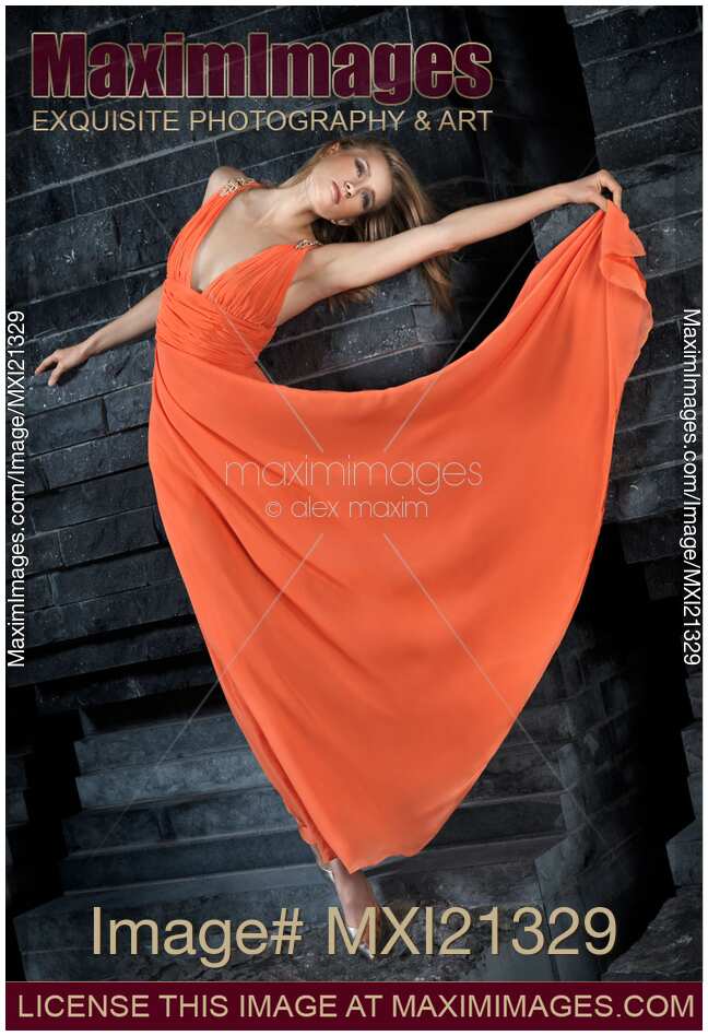 Beautiful Woman in Orange Dress