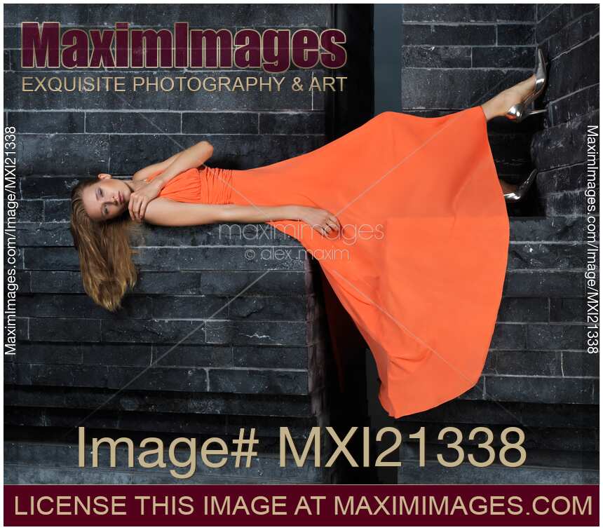 Beautiful Woman in Orange Dress