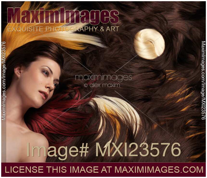Beautiful Woman with Colorful Hair Extensions