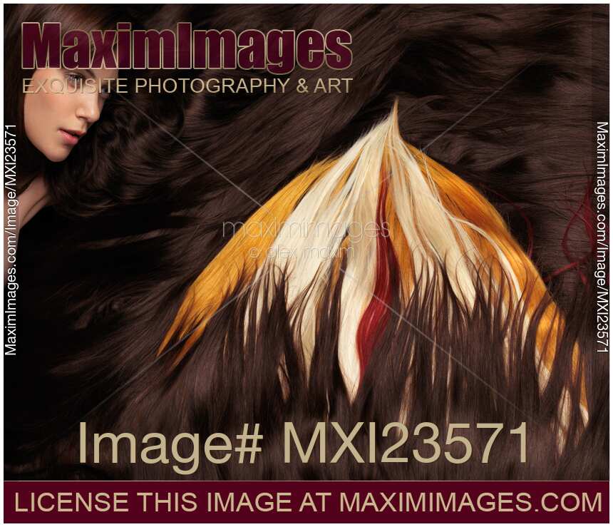 Beautiful Woman with Hair Extensions in a Shape of Fire