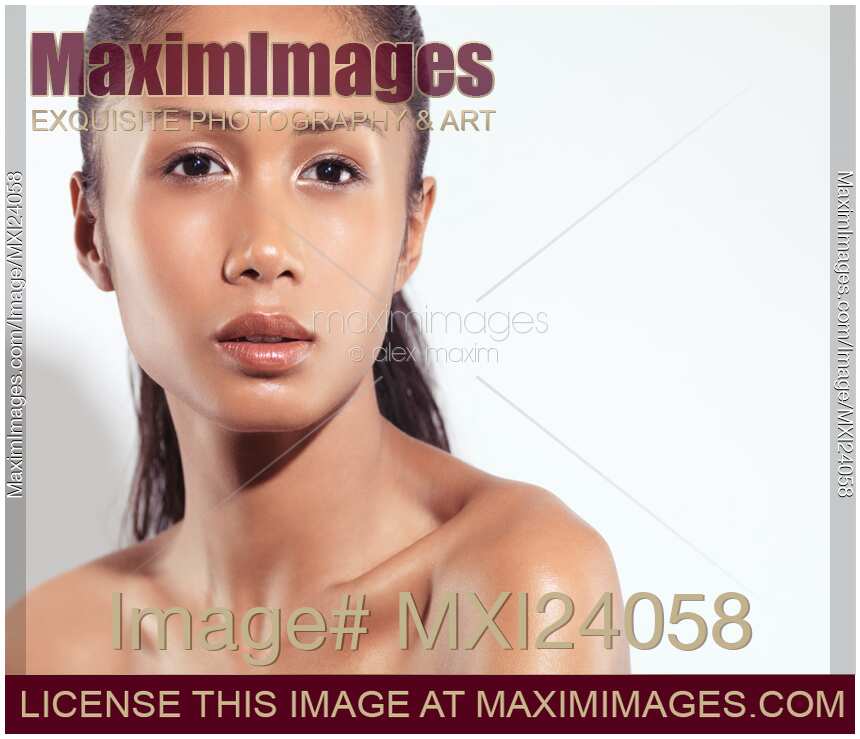 Beautiful young woman closeup face portrait