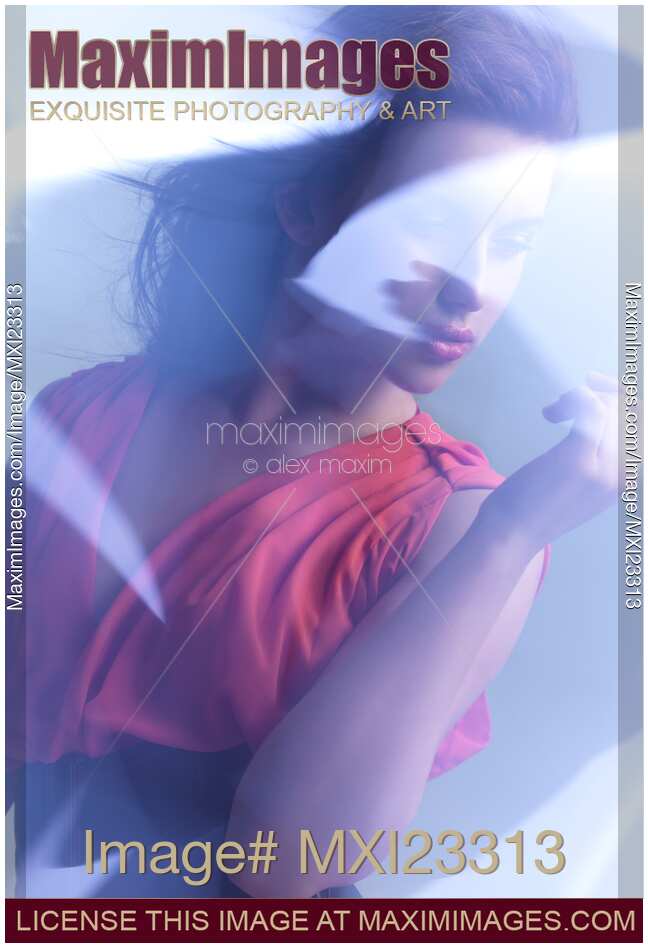 Beauty Photo of a Woman with Shining Blue Reflections